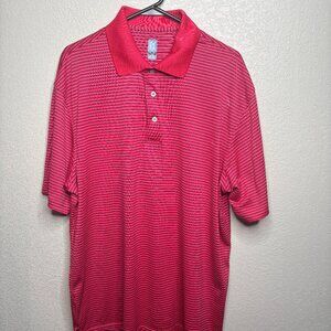 PGA Tour Golf Shirt Short Sleeve Polo Mens XL Striped Red